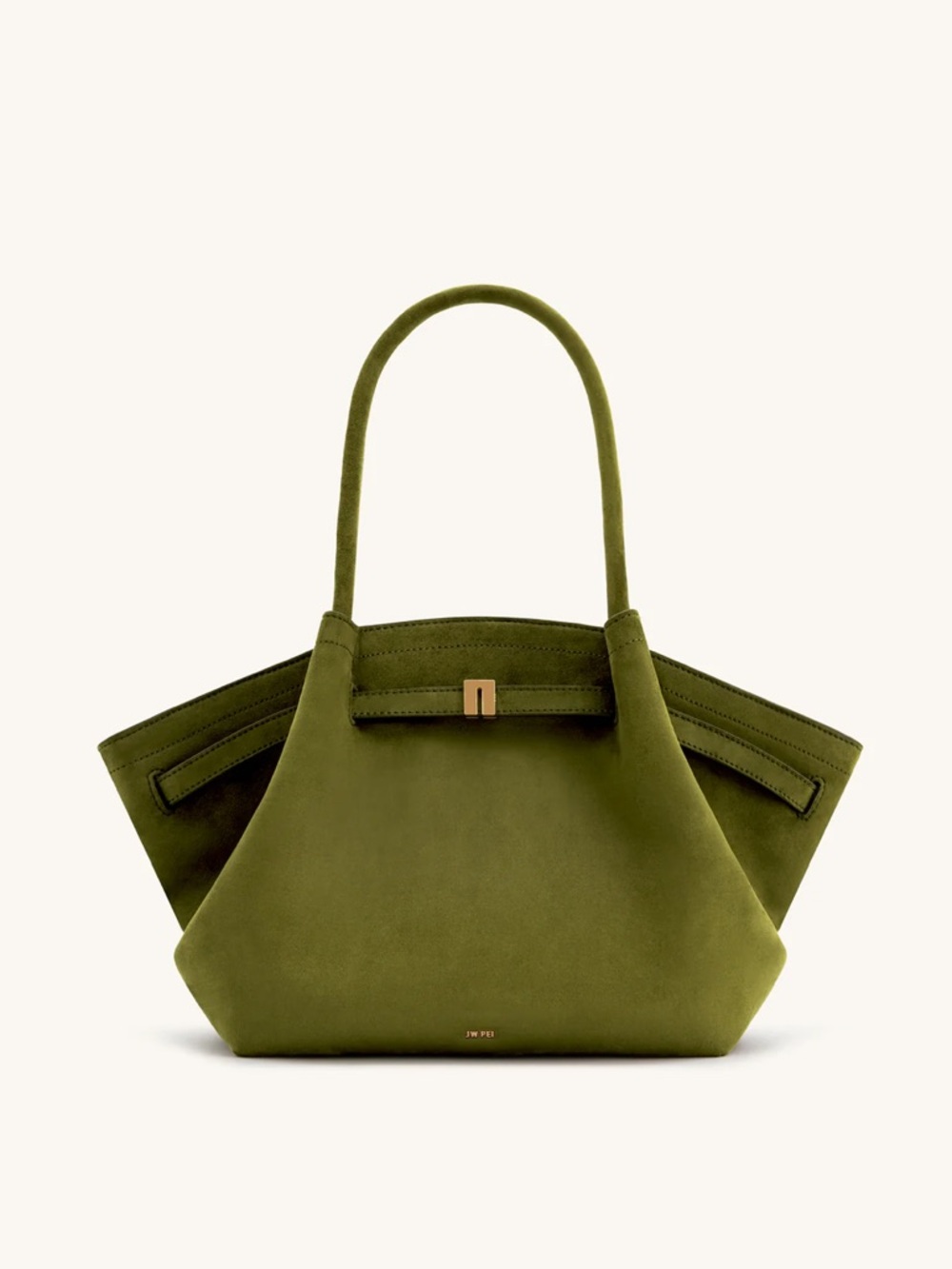 JW pei Hana Medium Faux Suede Tote Bag - Dark Olive